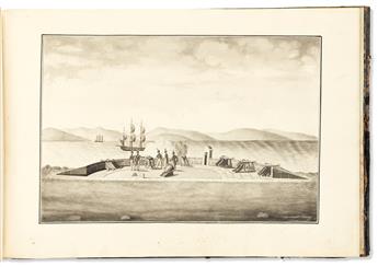 (MILITARY - FORTIFICATIONS.) [D. Miguel Geli]. Album of finely hand-drawn studies for nineteenth-century Spanish forts